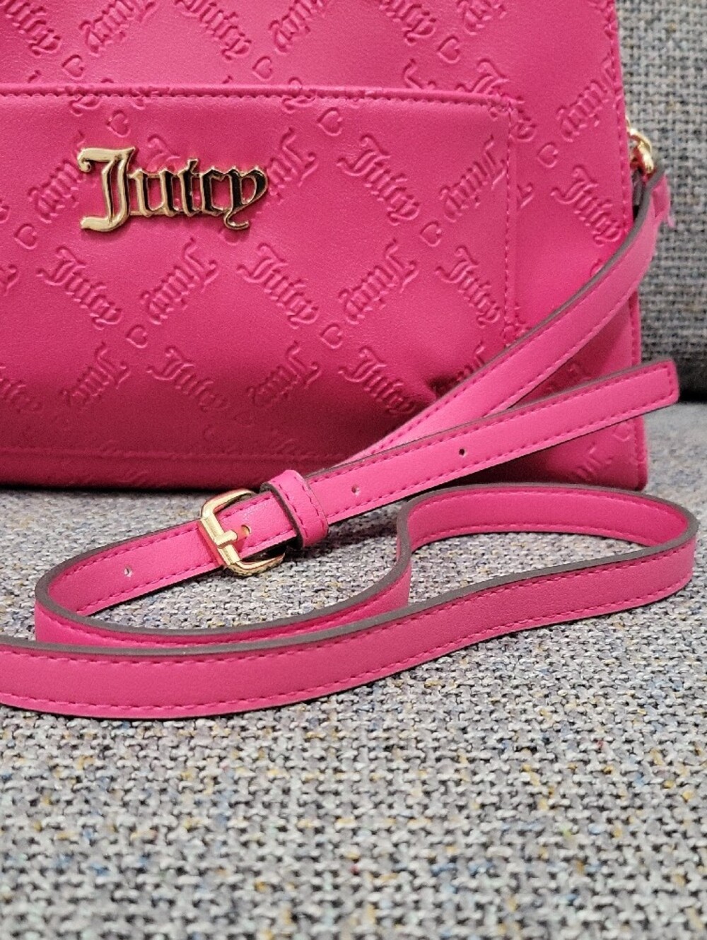 JUICY COUTURE 2pc Pull Out Pouch Satchel in Pink Flash/Duty Blush - Picture 4 of 17